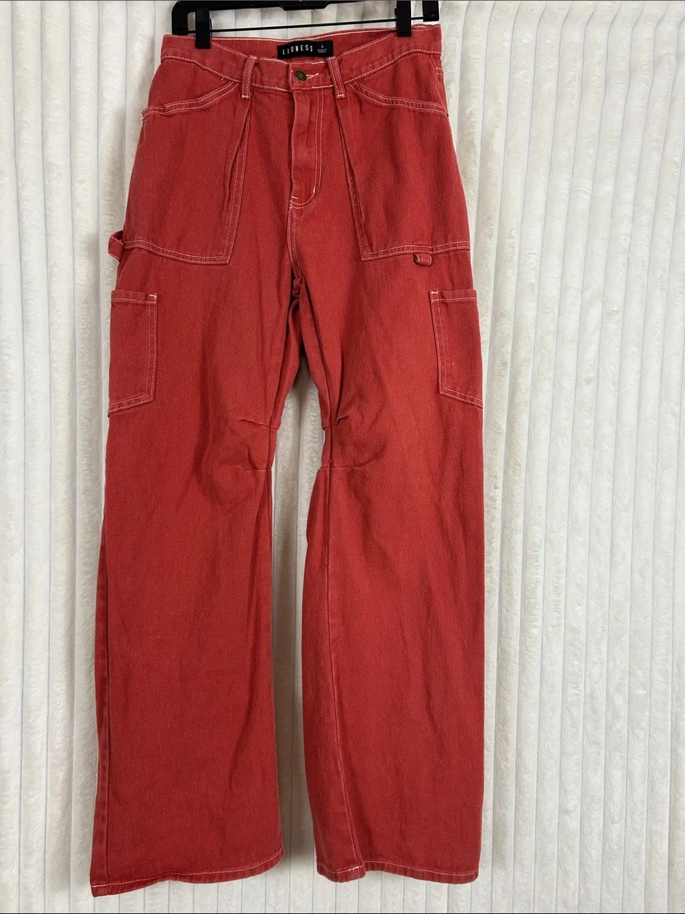 Lioness Miami Vice faded Red Cargo Carpenter Pants sz S - Picture 1 of 9
